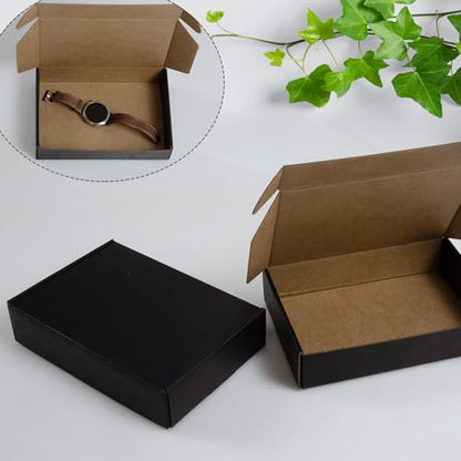 9x6x2 Inches Shipping Boxes Pack of 25, Black Corrugated Cardboard Boxes for Small Bussiness, Packing and Mailing - size: 9 x 6 x 2 inch
