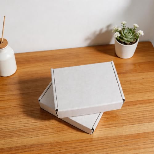 Fishat 7" x 5" x 2" White Corrugated Cardboard Shipping Boxes Set of 50 - size: 7" x 5" x 2"