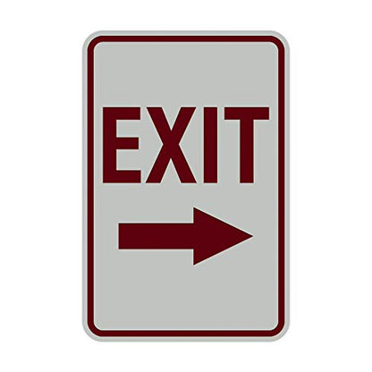 Signs ByLITA Portrait Round Exit Right Arrow Sign with Adhesive Tape, Mounts On Flat Surface (Light Grey/Burgundy) - Small - color: Light Grey / Burgundy, size: 4 x 6" - Small (1 Pack)