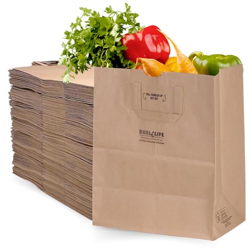 DURO 18072 70# Brown Grocery Bags with Handles, 12 x 7 x 14 In, 50 Ct - size: 1 Count (Pack of 50)