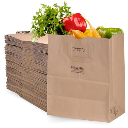 DURO 18072 70# Brown Grocery Bags with Handles, 12 x 7 x 14 In, 50 Ct - size: 1 Count (Pack of 50)