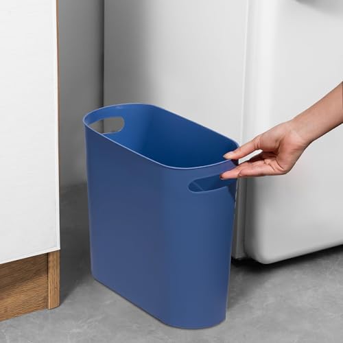 rejomiik Small Bathroom Trash Can, 3.5 Gallon Slim Garbage Can, Blue - color: Blue, size: 1 pack