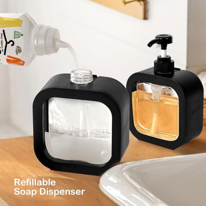 Soap Dispenser, Multifunctional, Bathroom & Kitchen, Liquid Dish Wash One-Hand Dispensing, Black, 17oz - color: Black, 17oz