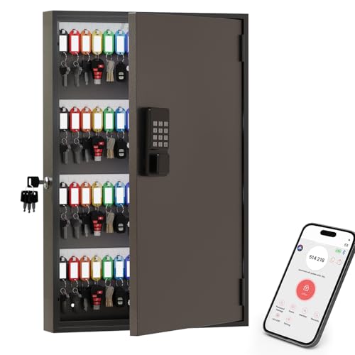 WeHere 120 Key Lock Box Wall Mount Smart Key Cabinet with Keypad for Office - size: 120-Keys