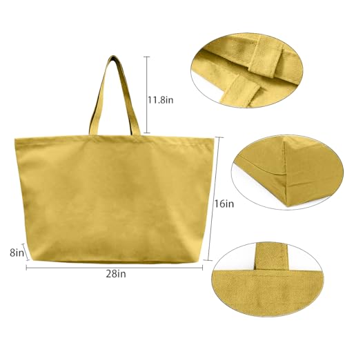 Large Canvas Tote Bag Reusable Extra Big Grocery Bags - color: Light Yellow