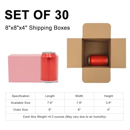 8x8x4 Medium Shipping Boxes, 30 Pack Pink Cardboard Mailer Box, Gift Boxes for Packaging Small Business - color: Pink, size: 8x8x4 in