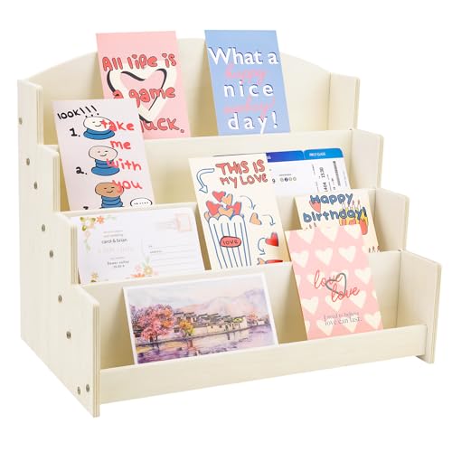4 Tier 1Pc Wooden Greeting Card Display Stand - color: Wood