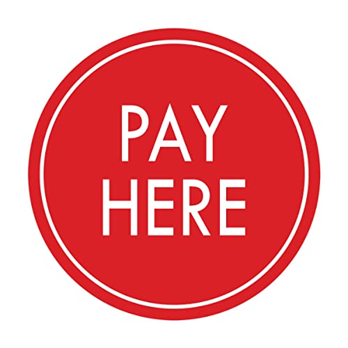Signs ByLITA Circle Pay Here Sign (Red) - Small - color: Red, size: 4" - Small (1 Pack)