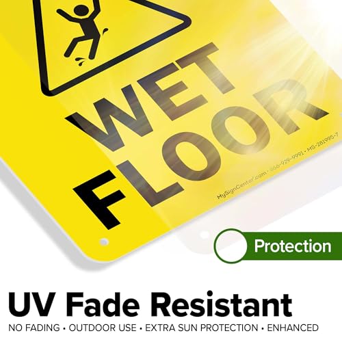 Caution Wet Floor Sign, 10x7 Inches, 55 mil thick HDPS (high density polystyrene), Made in USA by My Sign Center - size: 7x10 Polystyrene