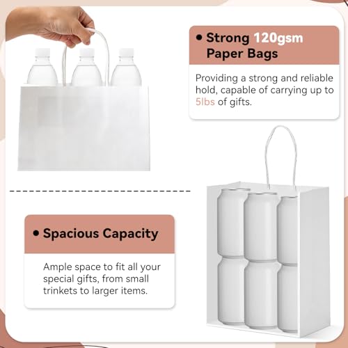 Muetrolay 100 Pack White Gift Paper Bags 3 x 5.25 x 8.25 Inch