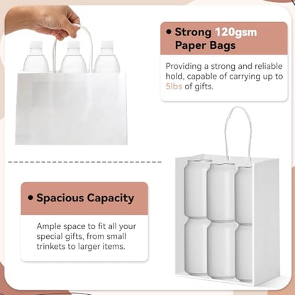 Muetrolay 100 Pack White Gift Paper Bags 3 x 5.25 x 8.25 Inch