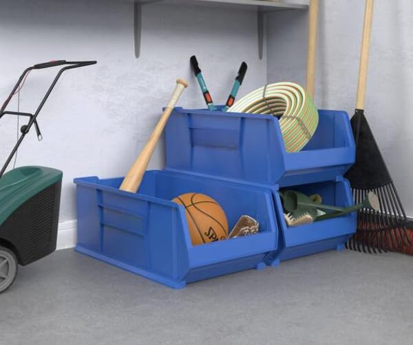 Plastic Stackable Storage Bin Organizer (1-Pack) in Yellow YR69320