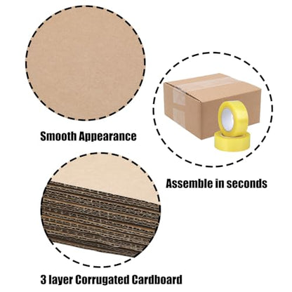 6 Pack 6x6x3 Shipping Boxes Brown Corrugated Cardboard Mailers - size: 6x6x3in