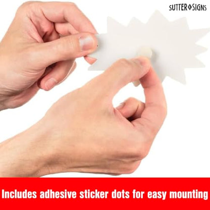 Starburst Signs with Stickers 100pcs - color: White, size: 6x8