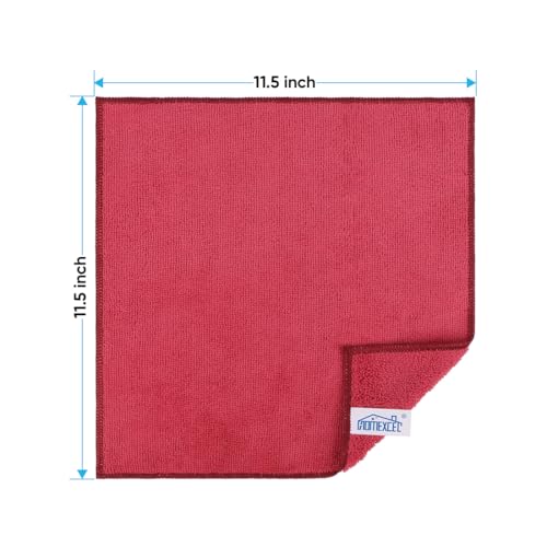 HOMEXCEL Red Microfiber Cleaning Cloth, Microfiber Towels for Car, 12 Pack - color: Red