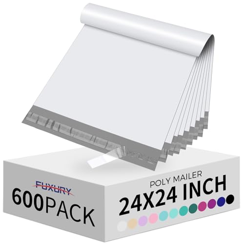 Fuxury Large Poly Mailers 24x24" 600Pcs,Shipping Bags for Clothes,White - color: White, size: 24x24" 600pcs