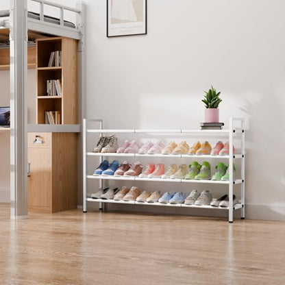 Bumusty 4 Tier Long Expandable Shoe Rack for Closet, White - color: White, size: 4-tier