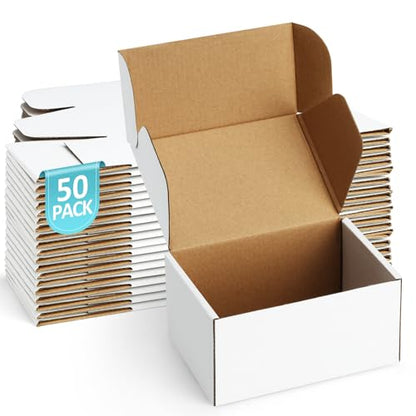 Shipping Boxes 6x4x3 inches Small Mailing Boxes 50 Pack White Cardboard Corrugated Box Mailers - size: 6x4x3 inch