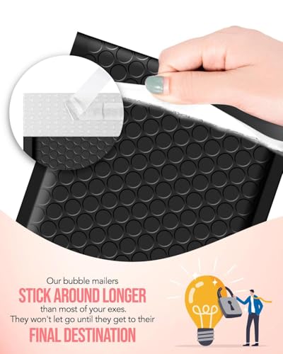 GSSUSA Black Bubble Mailers 8.5x12" 100 Pack Padded Envelopes Self Seal - color: Black, size: 8.5x12 100Pcs