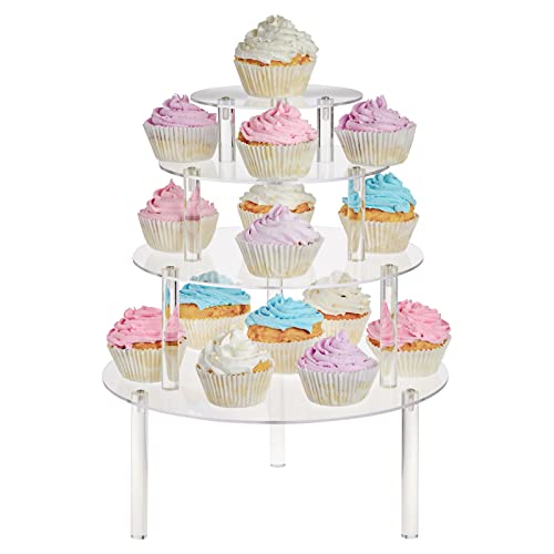 Juvale 4-Piece Round Acrylic Cake Stand Set - Versatile Dessert Display - Customizable Multi-Tier Buffet Risers - Easy-Store Stackable Acrylic Cupcake Stand - 6 in, 8 in, 10 in & 12 in, Clear