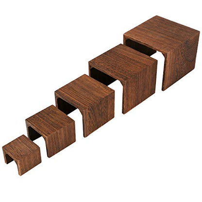 MOOCA Wooden Jewelry Display Stand Set, 5-Piece Product Risers - color: Brown N Shape, 5 Pieces