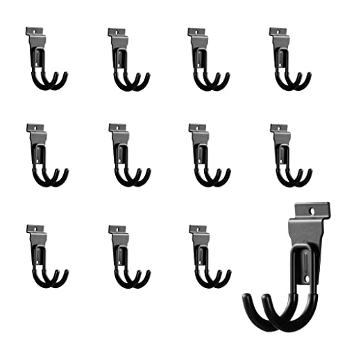 12Pack Slatwall Hooks Heavy Duty Slatwall Accessories Garage Small J Slatwall Hooks and Hangers, Black(Small J Hook) - size: 12PC J Hooks