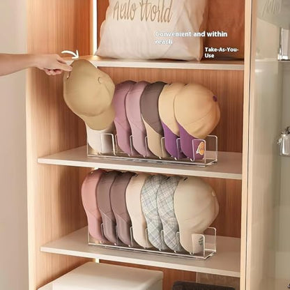 Acrylic Baseball Cap Organizer Rack 4-Pack - Holds 28 Hats, No Install Space Saving Display Stand for Closet, Bedroom, Entryway (Clear) - size: 4pack
