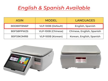 VisionTechShop VLP-100B Label Printing Scale, Capacity 30/60lb Readability 0.01/0.02lb, NTEP Legal for Trade, English, Spanish Available - size: 5. VLP-100B Default Language, style: VLP-100B