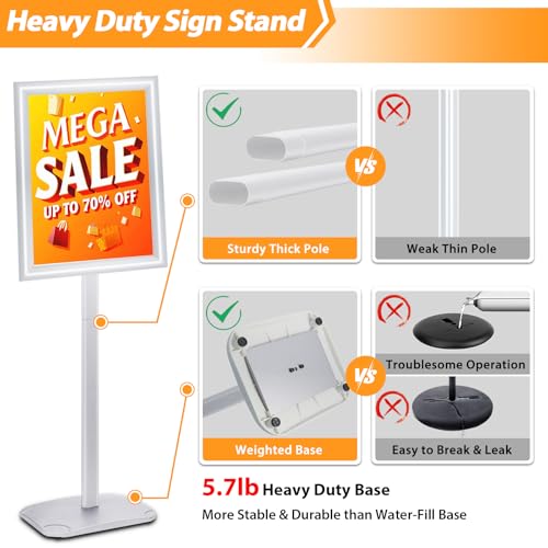 Sign Holder Stand 11x17 Inch, Heavy Duty Pedestal Floor Sign Stand - color: Silver, size: 11x17 in