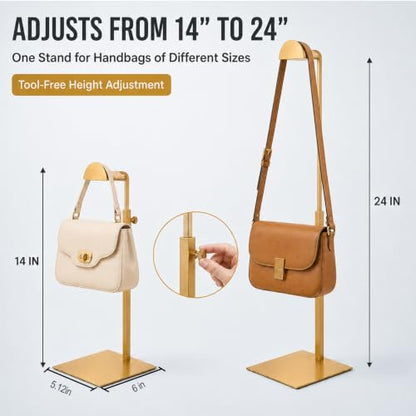 3 Pack Purse Display Stand,Gold Handbag Display Stand,Adjustable - color: Gold (3Pack)