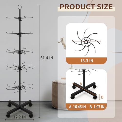 Flenpptly 2 Pack Retail Display Stand, 5-Tier Rotating Display Rack, Black - color: 2 Pack Black