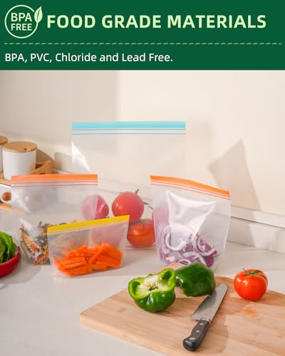 Lerine 18 Pack Stand Up Reusable Freezer Bags, Dishwasher Microwave Safe - color: Multicolor, size: 18 Pack - 7 Gallon, 7 Sandwich, 4 Snack Bags