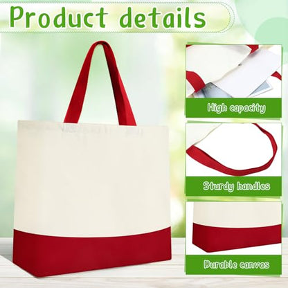 Epakh Canvas Tote Bags Bulk 18.5 x 15 In - color: Red Color
