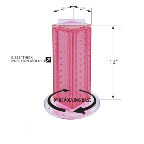Azar Displays 700220-PNK Pink Pegboard Interlocking Counter Unit 4" x 13" On 9" Diameter Base - color: Pink, style: Pegboard only