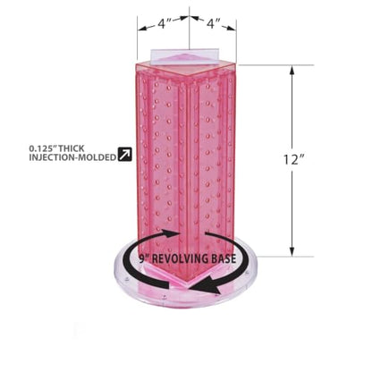 Azar Displays 700220-PNK Pink Pegboard Interlocking Counter Unit 4" x 13" On 9" Diameter Base - color: Pink, style: Pegboard only