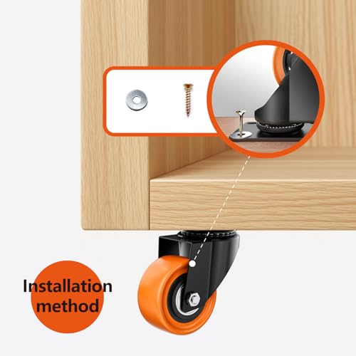 2" Swivel Plate Casters Set of 4 Heavy Duty 400 lbs - color: Orange, size: 2 Inch Non-Brake