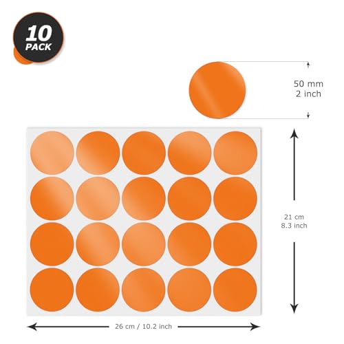 Orange Round Stickers 2 Inch Waterproof Vinyl Coding Labels 200 PCS - color: Orange