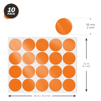 Orange Round Stickers 2 Inch Waterproof Vinyl Coding Labels 200 PCS - color: Orange