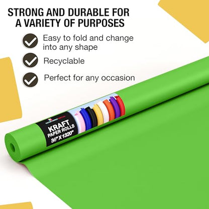 Crown Display Lime Green Kraft Paper Roll - 36" X 1320" (110' Ft) - Perfect for Shipping & Packing - Craft Supplies - color: Lime Green, size: 36" x 1320"