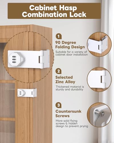3-Digit Keyless Cabinet Lock with Combination Code - color: White