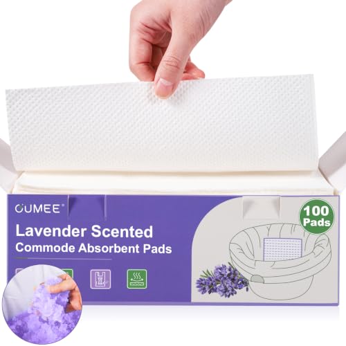 OUMEE Lavender 100 Count Absorbent Commode Pads for Bedside Commode Bucket - size: 9.5*5.1in-Lavender