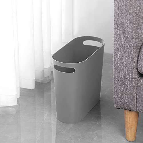rejomiik Small Bathroom Trash Can, 3.5 Gallon Slim Garbage Can, Gray - color: Grey, size: 1 pack