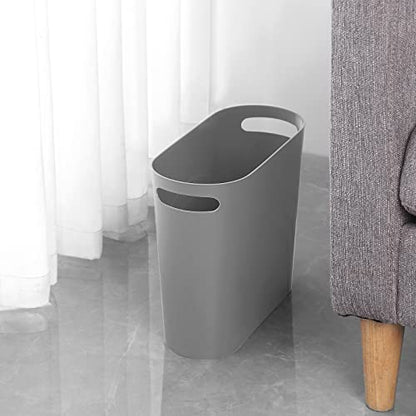 rejomiik Small Bathroom Trash Can, 3.5 Gallon Slim Garbage Can, Gray - color: Grey, size: 1 pack