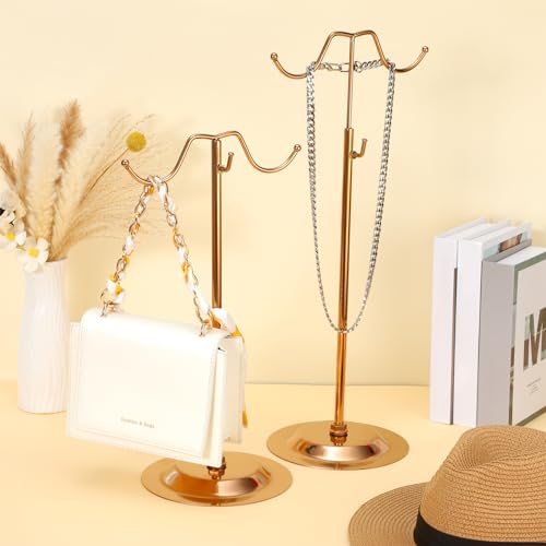 Weysat 4 Pcs Purse Display Stand Adjustable Metal Handbag Holder, Rose Gold - color: Rose Gold