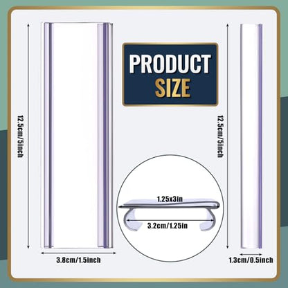 Kathfly 100 Pcs Wire Shelf Label Holders with 100 Pcs Label Paper Inserts 5" x 1.25" Plastic Shelf Tags Clear Wire Labels Clip on Ticket Holder Compatible with 1-1/4 Inch Shelves