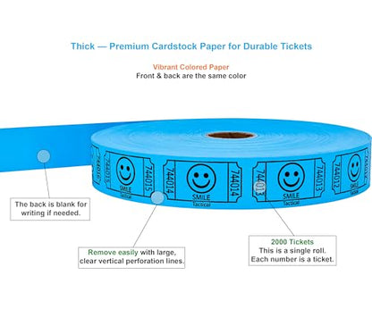 Tacticai 2000 Smile Raffle Tickets, Single Roll, Blue - color: Blue