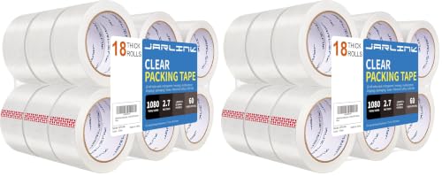 JARLINK 18 Rolls Clear Packing Tape, Heavy Duty Packaging Tape (Pack of 2) - size: 18 Rolls (2.7mil / 60 yd) (Pack of 2)