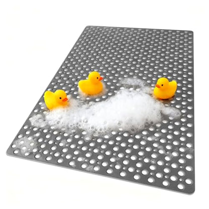 Extra Large Shower Mat, Yonala 47 x 32 Inch Non Slip Shower Mats for Inside Shower, Soft TPE Shower Floor Mat with Suction Cups and Drain Holes, Machine Washable Bathroom Shower Mat, Easy to Clean - color: Gray