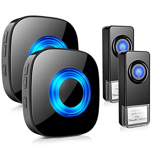 Wireless Doorbell with 2 Receivers 2 Buttons, Waterproof Door Chime Kit - size: 2 Buttons + 2 Receivers