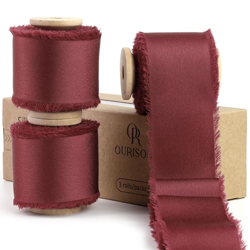 Silk Satin Ribbon 1-1/2 Inch x 30 Yards Burgundy Dark Red - color: Burgundy Red